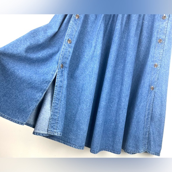Vintage 90’s Candie’s Prairie Western Button Down Denim Maxi Midi Skirt - Picture 4 of 16
